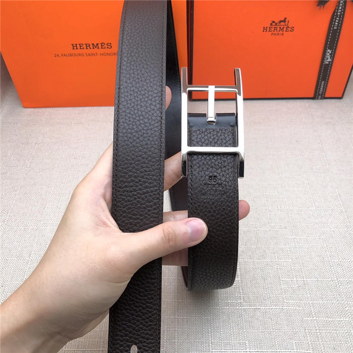 Hermes Quentin reversible belt 32 mm Togo Coffee High