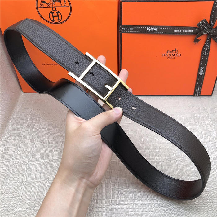 Hermes Quentin reversible belt 32 mm Togo Coffee High