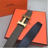 Hermes H belt buckle & reversible strap 32/38 mm Togo Grey High