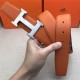 Hermes H belt buckle & reversible strap 32/38 mm Togo Orange High