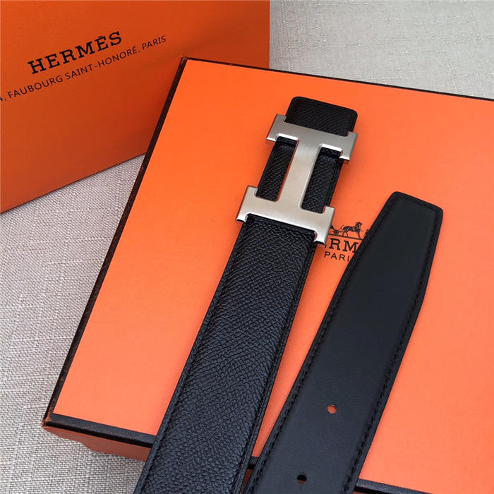 Hermes H belt buckle & reversible strap 32 mm Epsom Black High