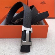 Hermes H belt buckle & reversible strap 32 mm Epsom Black High