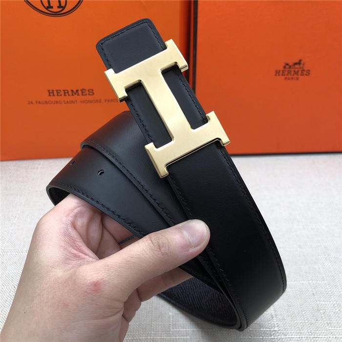 Hermes H belt buckle & reversible strap 32 mm Epsom Black High