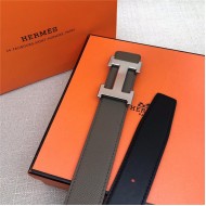 Hermes H belt buckle & reversible strap 32 mm Epsom Grey High