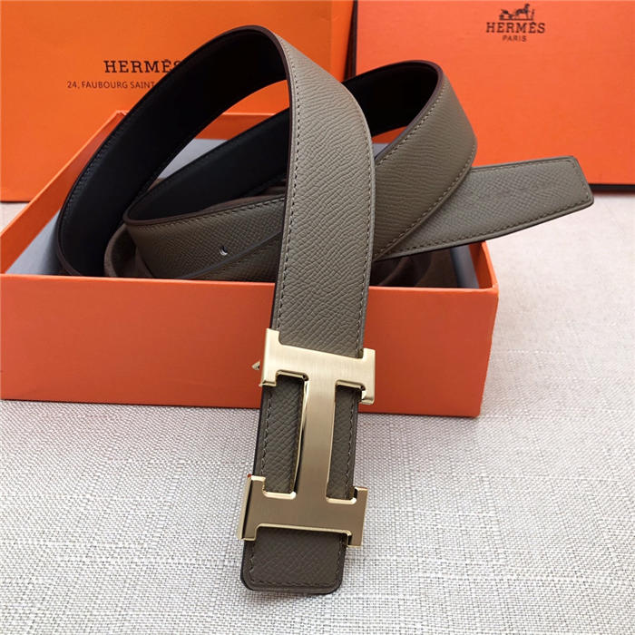 Hermes H belt buckle & reversible strap 32 mm Epsom Grey High