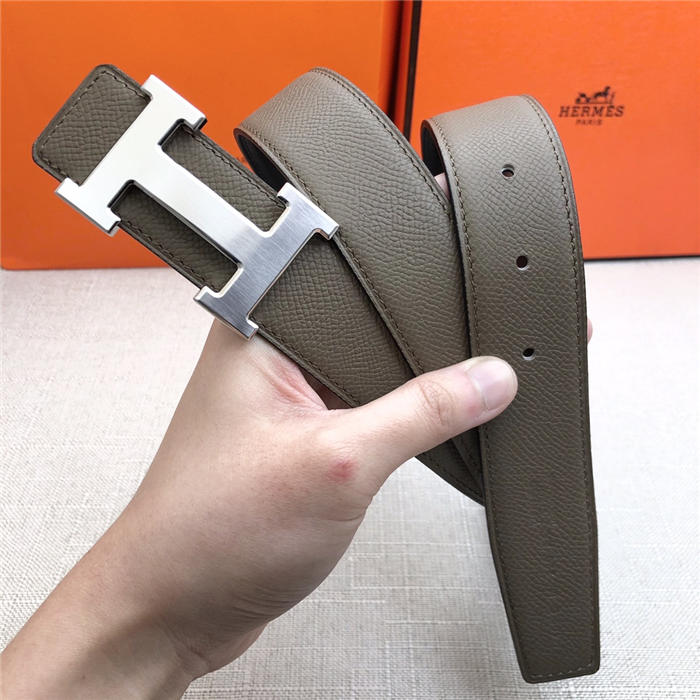 Hermes H belt buckle & reversible strap 32 mm Epsom Grey High