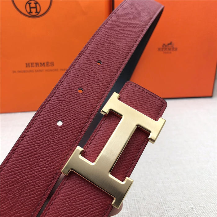 Hermes H belt buckle & reversible strap 32 mm Epsom Wine High