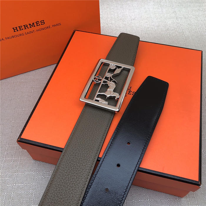 Hermes Carriage reversible Belt 32/38 mm Togo Grey High