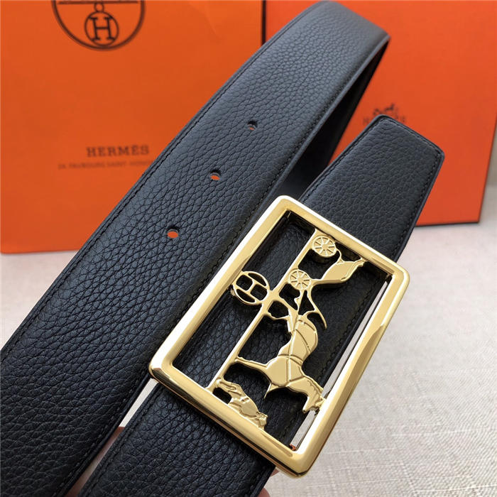 Hermes Carriage reversible Belt 32/38 mm Togo Black High