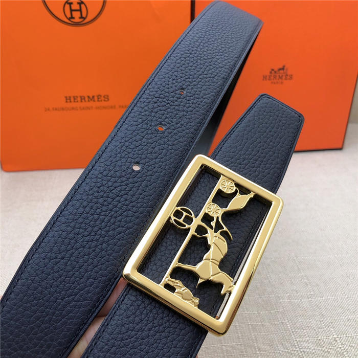 Hermes Carriage reversible Belt 32/38 mm Togo Navy High