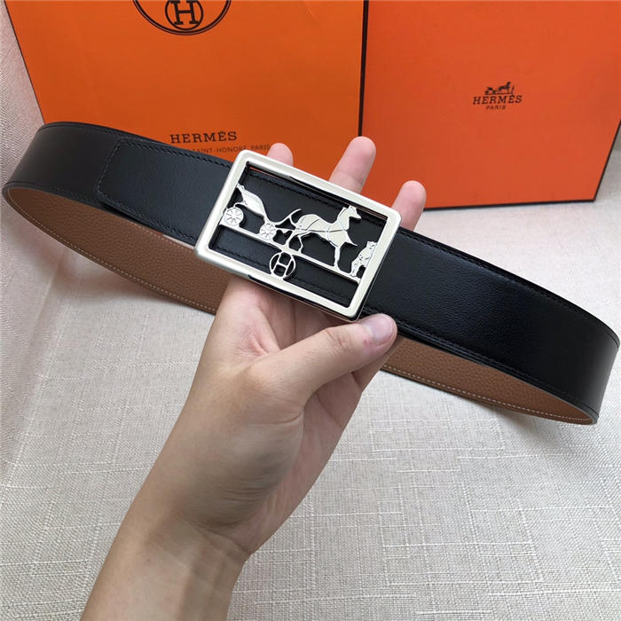 Hermes Carriage reversible Belt 32/38 mm Togo Camel High