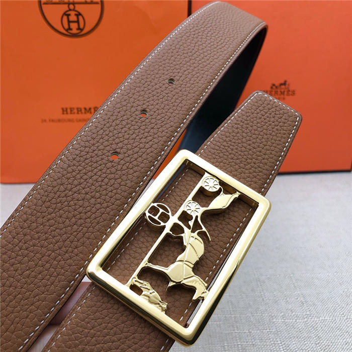 Hermes Carriage reversible Belt 32/38 mm Togo Camel High