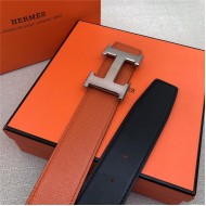 Hermes H belt buckle & reversible strap 38 mm Epsom Orange High