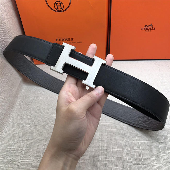 Hermes H belt buckle & reversible strap 38 mm Epsom Dark Grey High