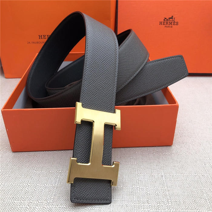 Hermes H belt buckle & reversible strap 38 mm Epsom Dark Grey High