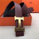 Hermes H belt buckle & reversible strap 38 mm Epsom Burgundy High