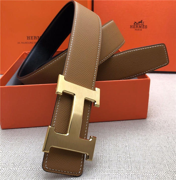 Hermes H belt buckle & reversible strap 38 mm Epsom Camel High