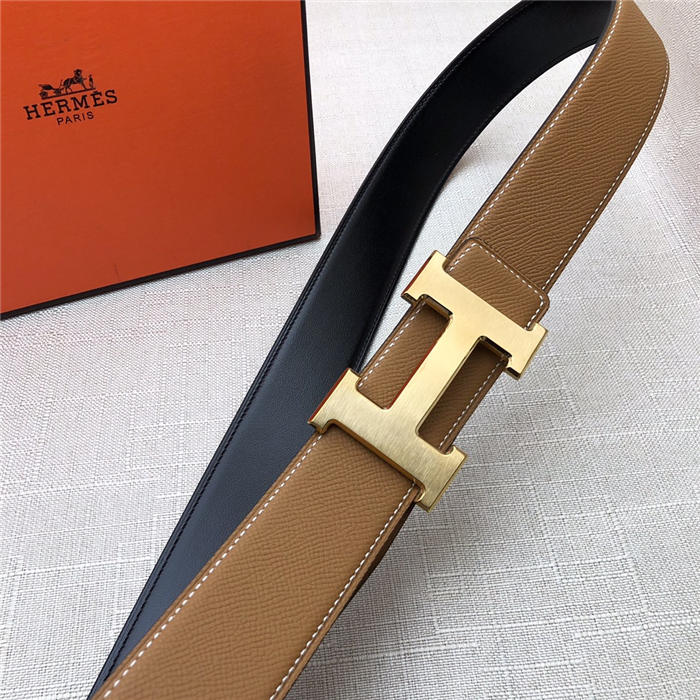 Hermes H belt buckle & reversible strap 38 mm Epsom Camel High