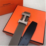 Hermes H belt buckle & reversible strap 38 mm Epsom Grey High