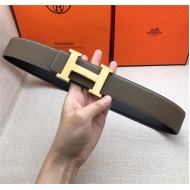 Hermes H belt buckle & reversible strap 38 mm Epsom Grey High