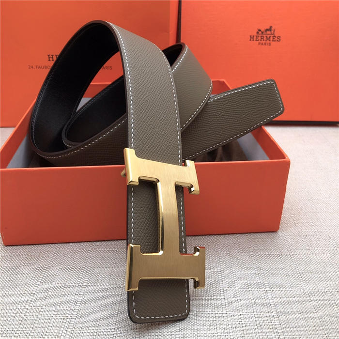 Hermes H belt buckle & reversible strap 38 mm Epsom Grey High