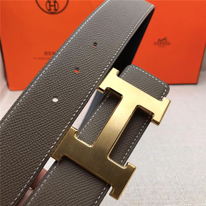 Hermes H belt buckle & reversible strap 38 mm Epsom Grey High