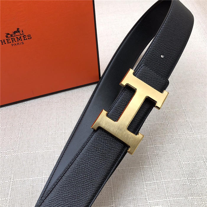 Hermes H belt buckle & reversible strap 38 mm Epsom Black High