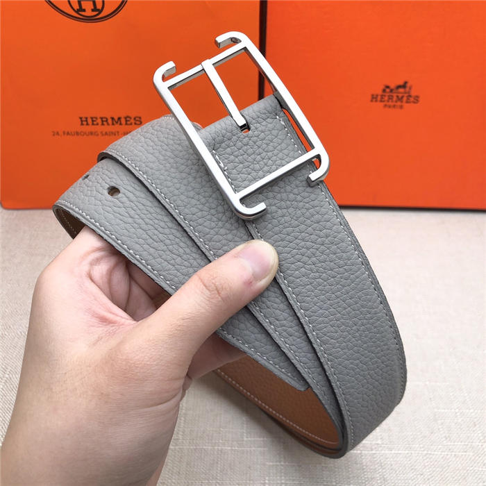 Hermes Society 32 reversible belt Togo Camel/Grey High