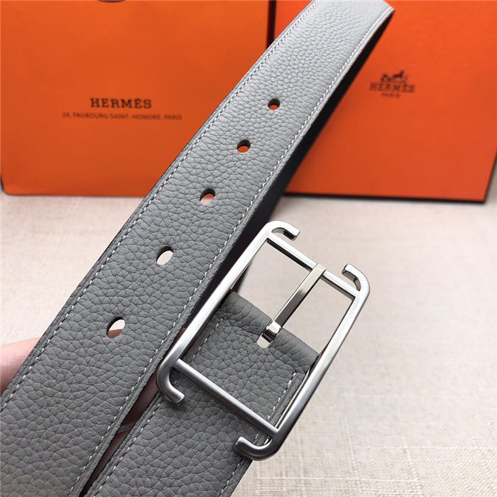 Hermes Society 32 reversible belt Togo Black/Grey High