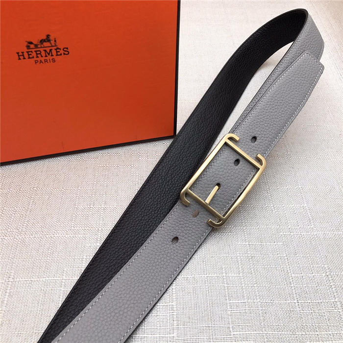 Hermes Society 32 reversible belt Togo Black/Grey High