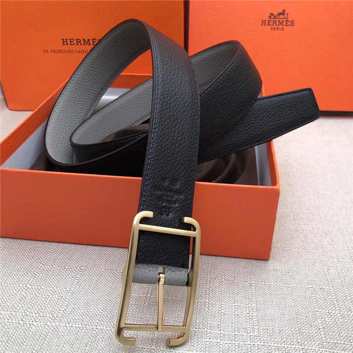 Hermes Society 32 reversible belt Togo Black/Grey High