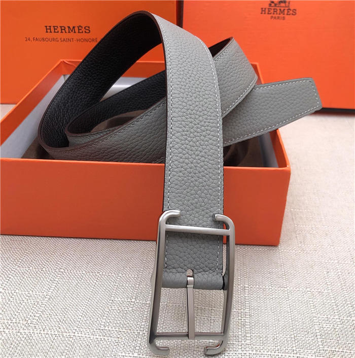 Hermes Society 32 reversible belt Togo Black/Grey High