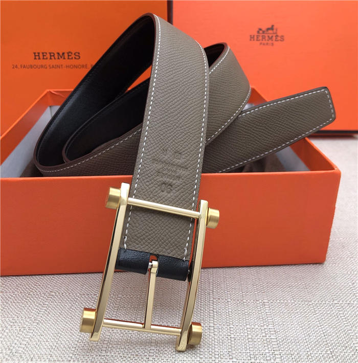 Hermes Reversible belt 32 mm Epsom Grey High