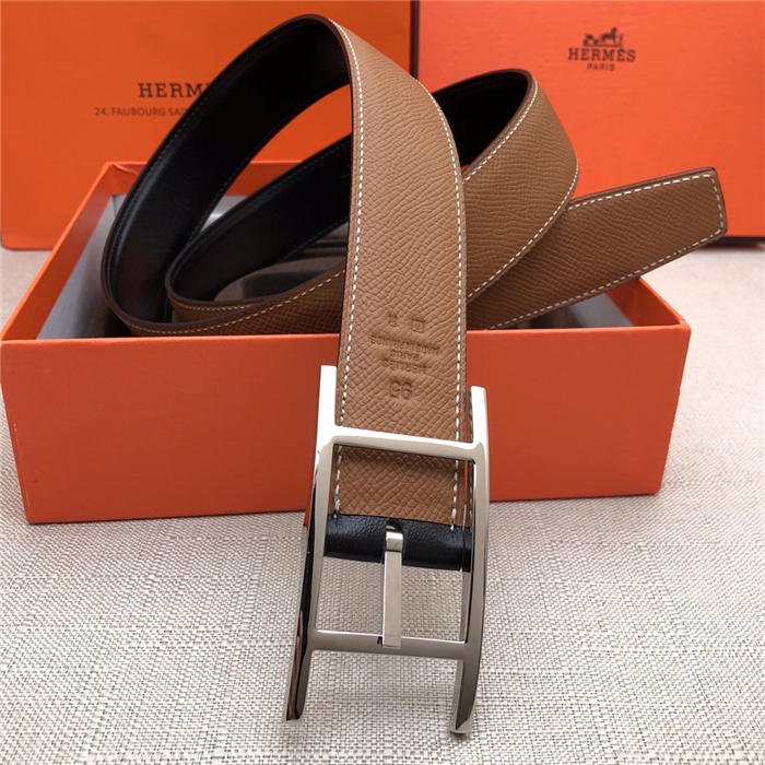 Hermes Quentin reversible belt 32 mm Epsom Camel High