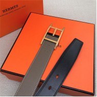 Hermes Quentin reversible belt 32 mm Epsom Grey High