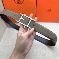 Hermes Quentin reversible belt 32 mm Epsom Grey High