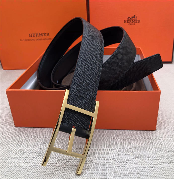 Hermes Quentin reversible belt 32 mm Epsom Black High