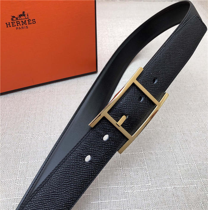 Hermes Quentin reversible belt 32 mm Epsom Black High