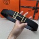 Hermes Royal belt buckle & Reversible leather strap 32 mm Togo Black High