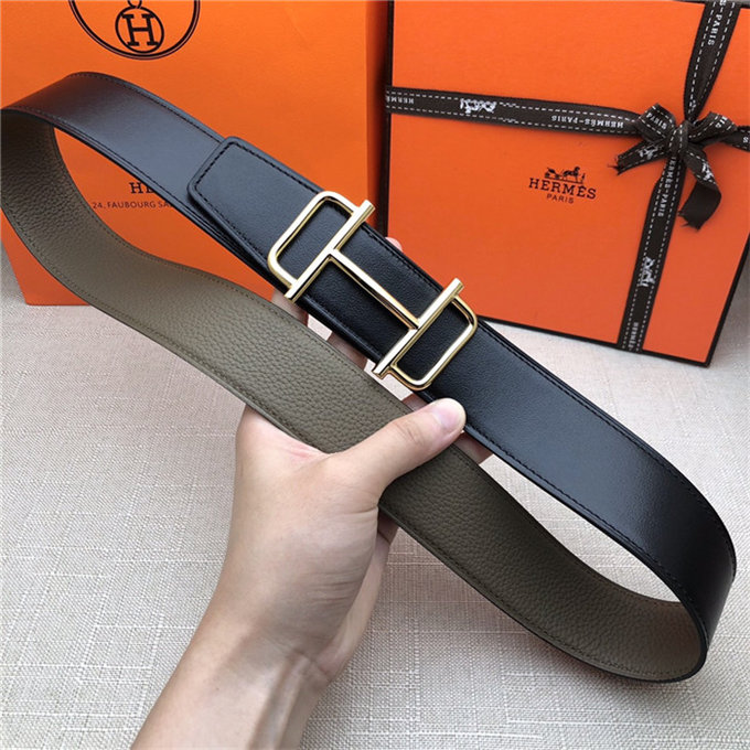 Hermes Royal belt buckle & Reversible leather strap 32 mm Togo Grey High