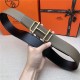 Hermes Royal belt buckle & Reversible leather strap 32 mm Togo Grey High