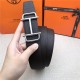 Hermes Royal belt buckle & Reversible leather strap 32 mm Togo Coffee High