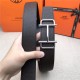 Hermes Royal belt buckle & Reversible leather strap 32 mm Togo Coffee High