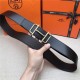 Hermes Royal belt buckle & Reversible leather strap 32 mm Togo Coffee High