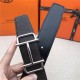 Hermes Royal belt buckle & Reversible leather strap 32 mm Togo Coffee High