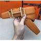 Hermes Royal belt buckle & Reversible leather strap 32 mm Togo Orange High