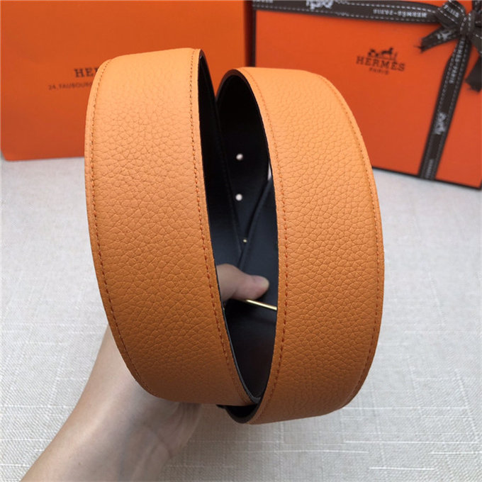 Hermes Royal belt buckle & Reversible leather strap 32 mm Togo Orange High