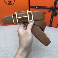 Hermes Royal belt buckle & Reversible leather strap 32 mm Togo Camel High