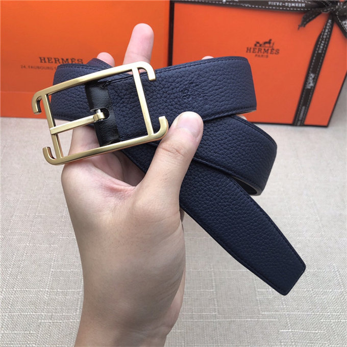 Hermes Society 32 reversible belt Togo Navy High