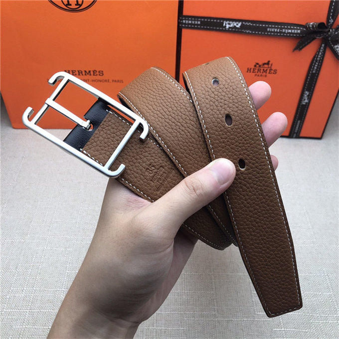 Hermes Society 32 reversible belt Togo Camel High